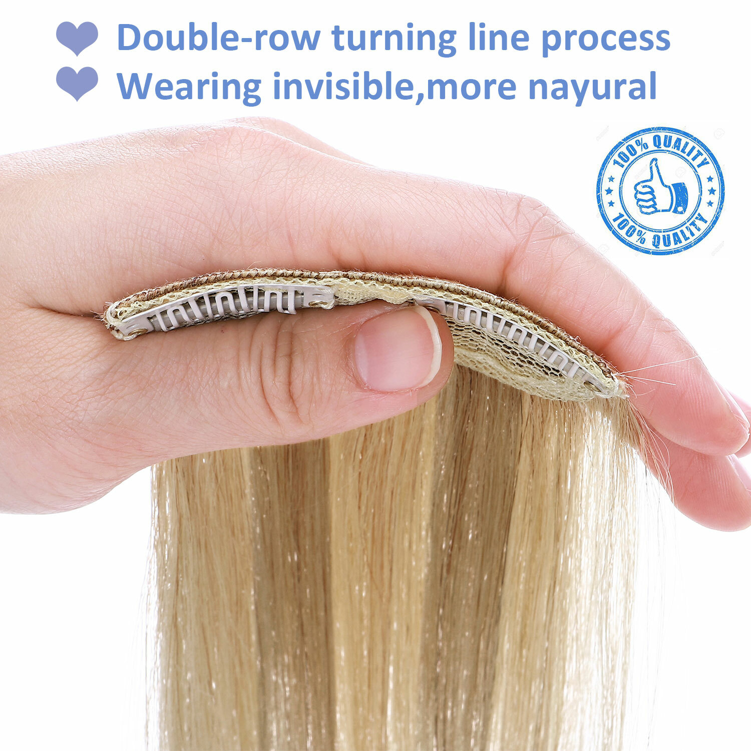 4″-12″ Short Hair Pad Clip In Real Remy Human Hair Extensions One Piece Blonde Q