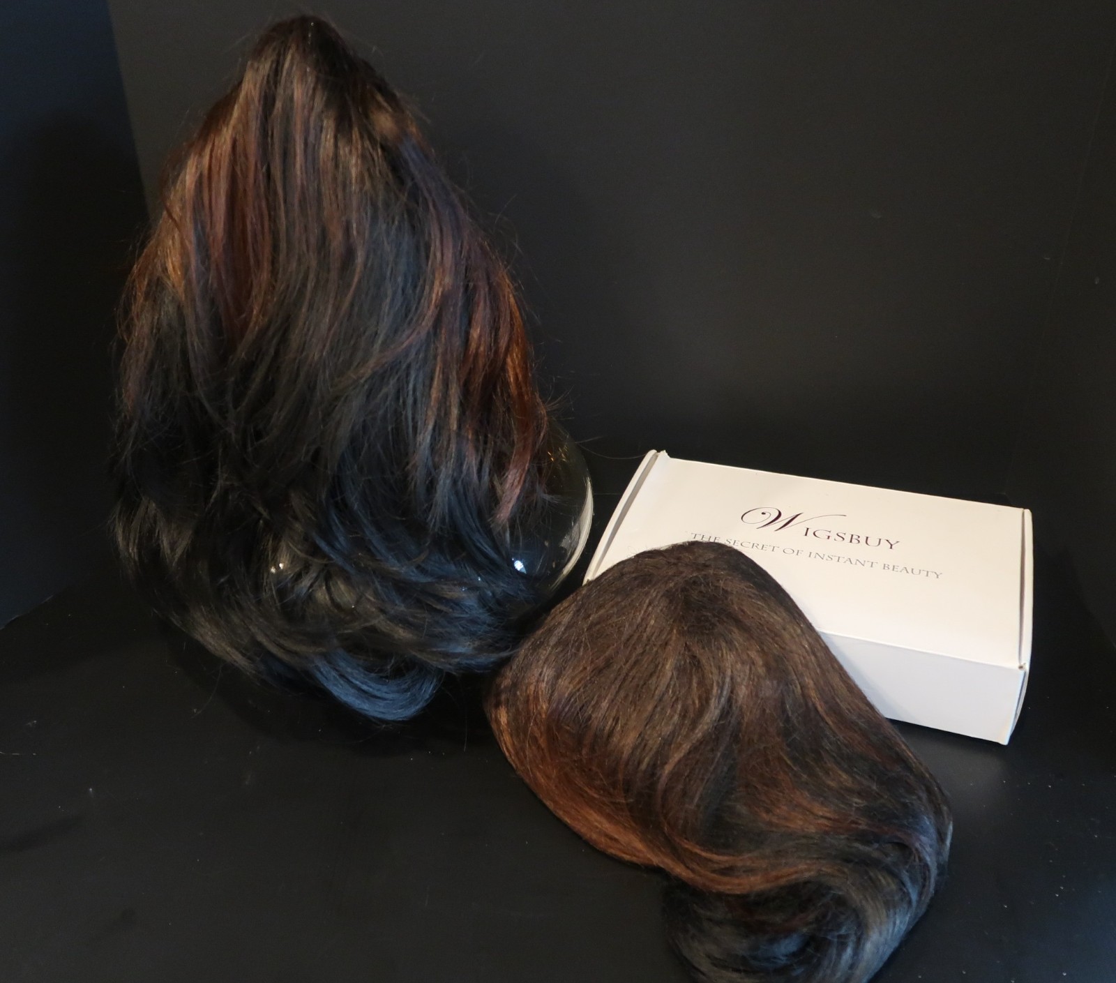 WIGSBUY OMBRE #10 SYNTHETIC WIG LAYERED WITH BANGS CAPLESS COOL MESH CAP-(2)