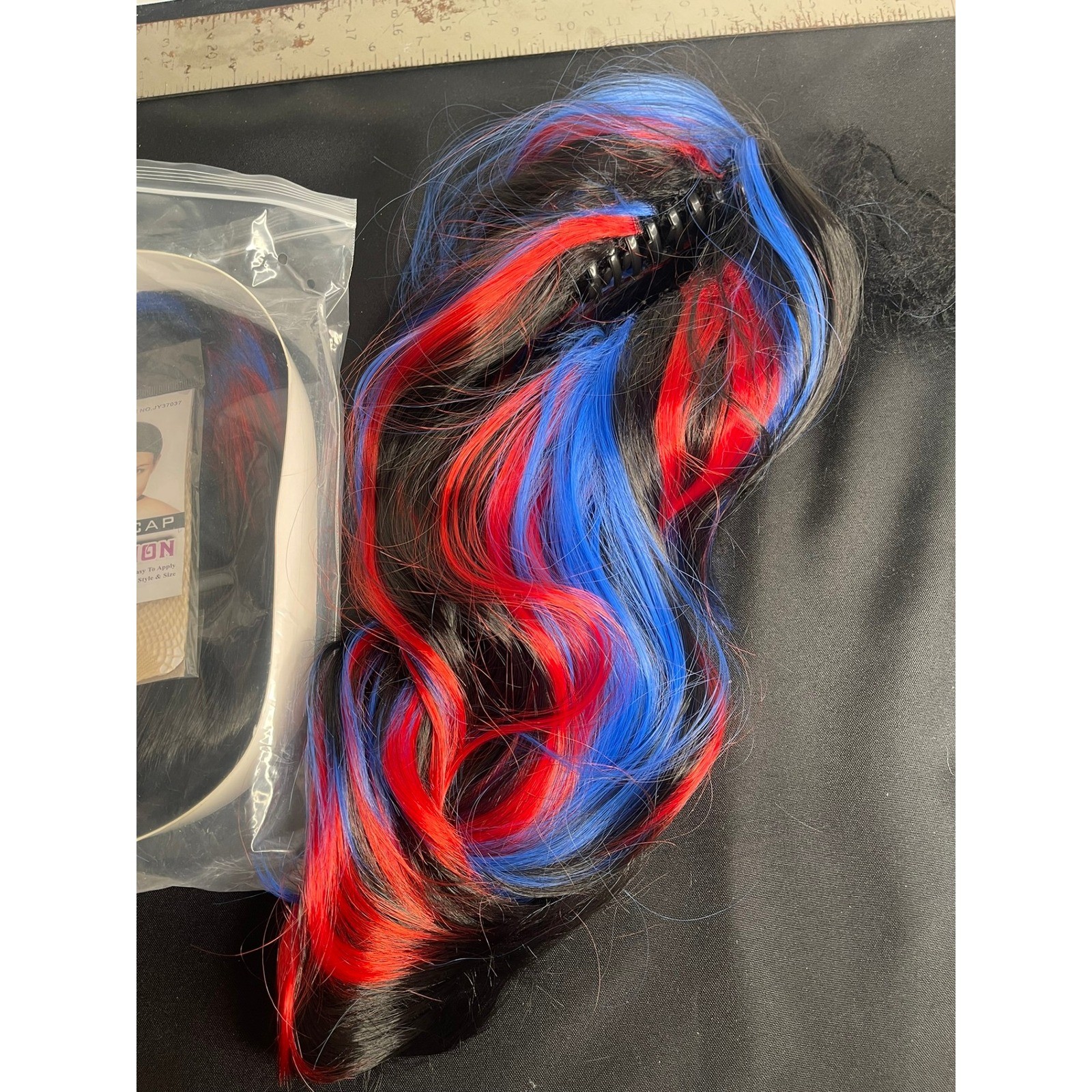 New Fashion Weaving Cap Clip In Hair Extension Red Blue Black Streaks