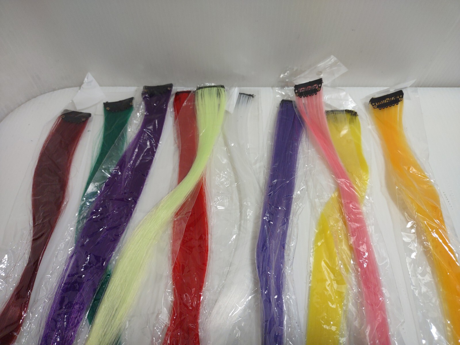 Synthetic Color Hair 10pc. Piece Extension Clip 21″ Highlight Rainbow Streak