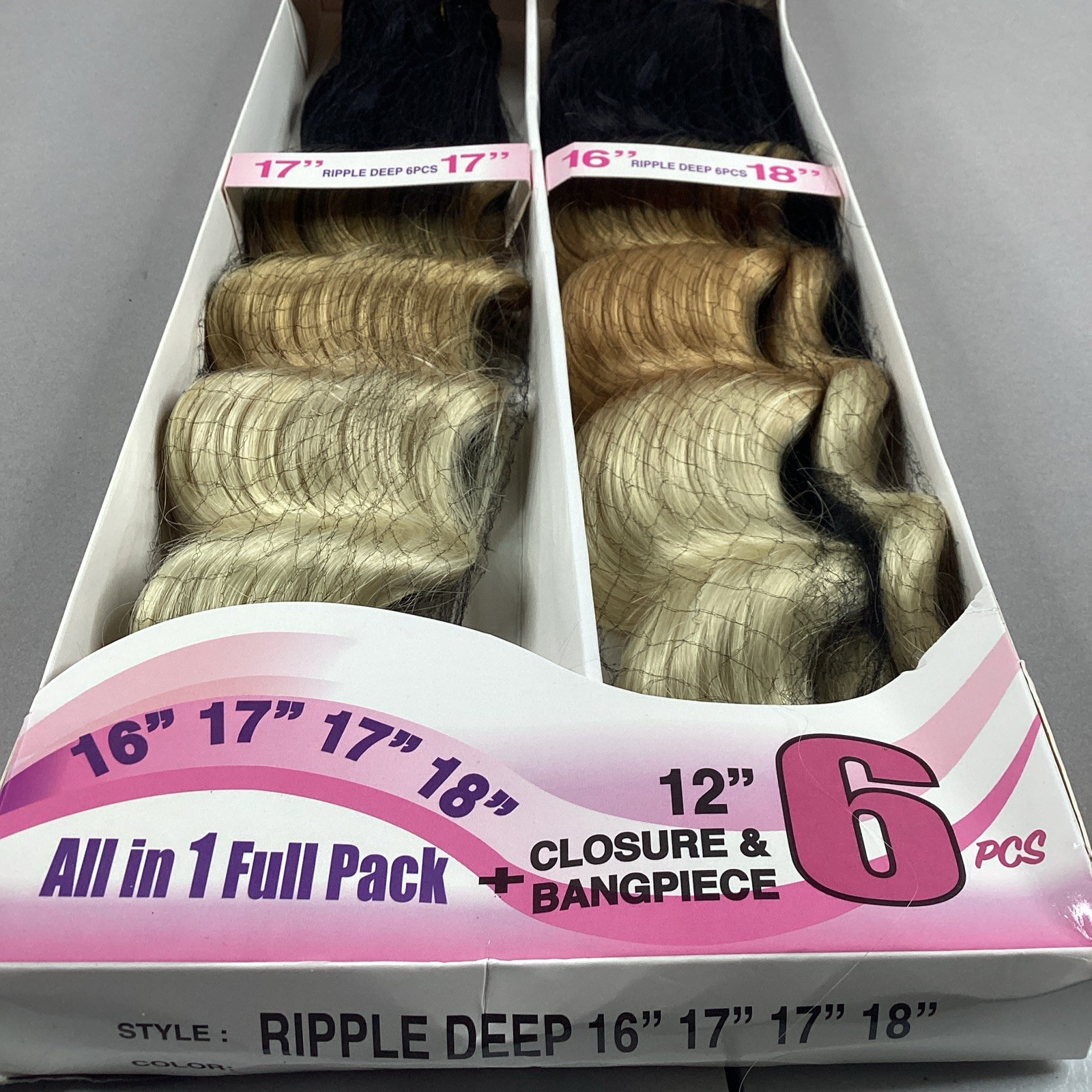 Ripple Deep #1B/27/613 16” 18” All-in-One Premium Synthetic Hair Extensions