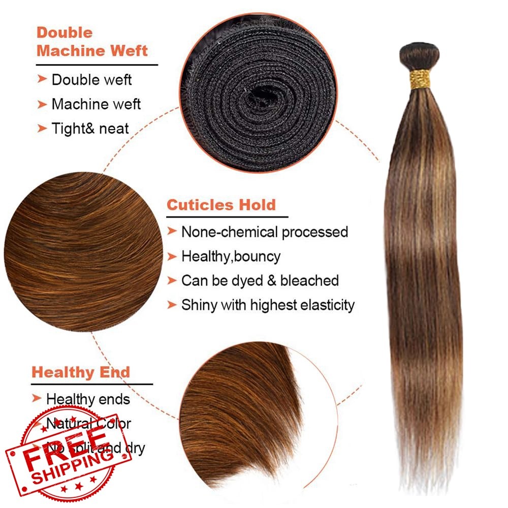 CrmBmod P430 Highlight Brown Straight Hair 14 16 18 Inch