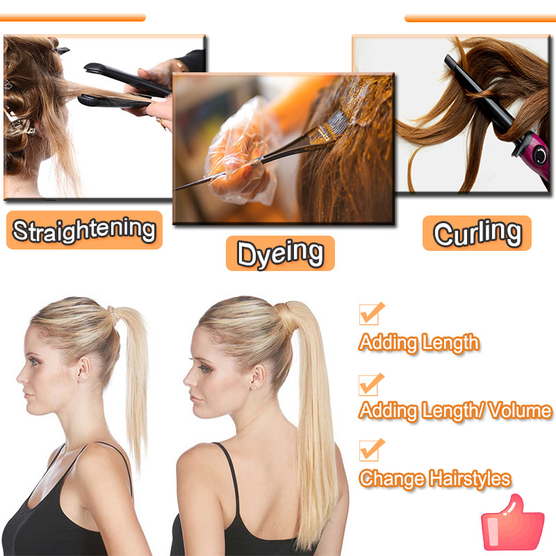 Ponytail Extensions Claw on Clip in 100% Real Remy Human Hair Warp Pony Tail