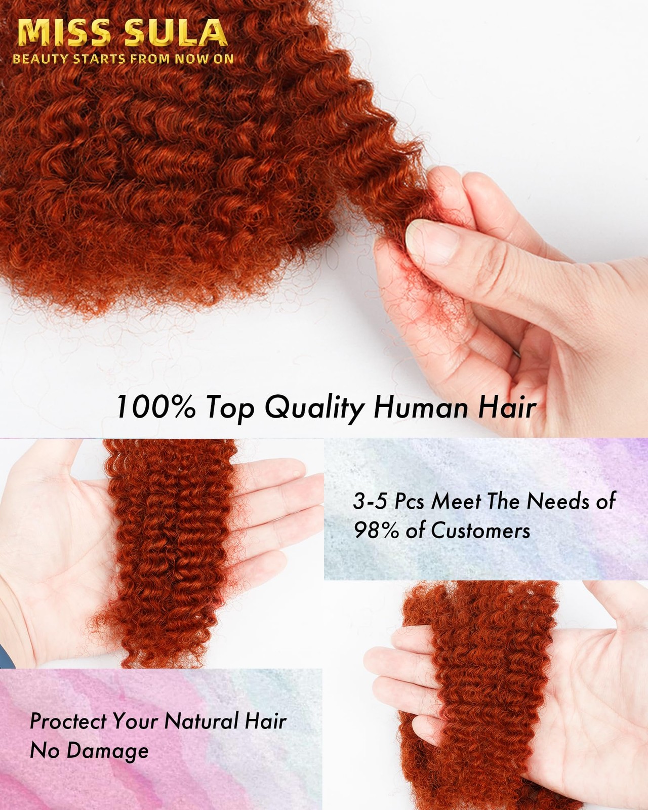Miss Sula Afro Kinkys Bulk Human Hair Extensionskinky-Curly Real Human Hair For
