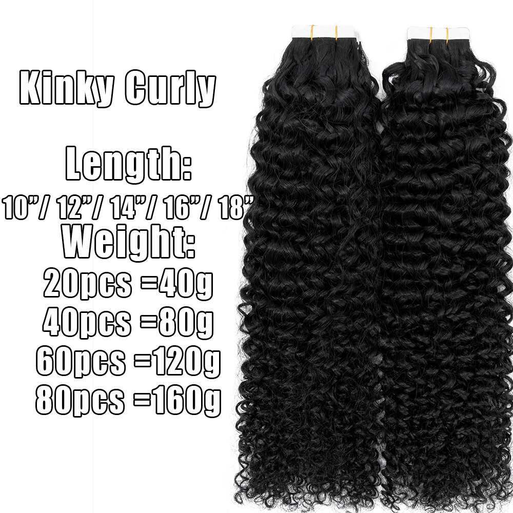 Brazilian Curly Straight Tape In Remy Human Hair Extensions Skin Weft Body Wave