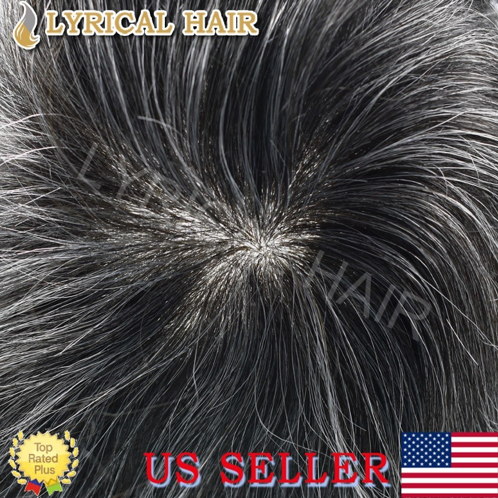 Mens Toupee Hairpiece All Poly Skin PU Human Hair Replacement System Wigs