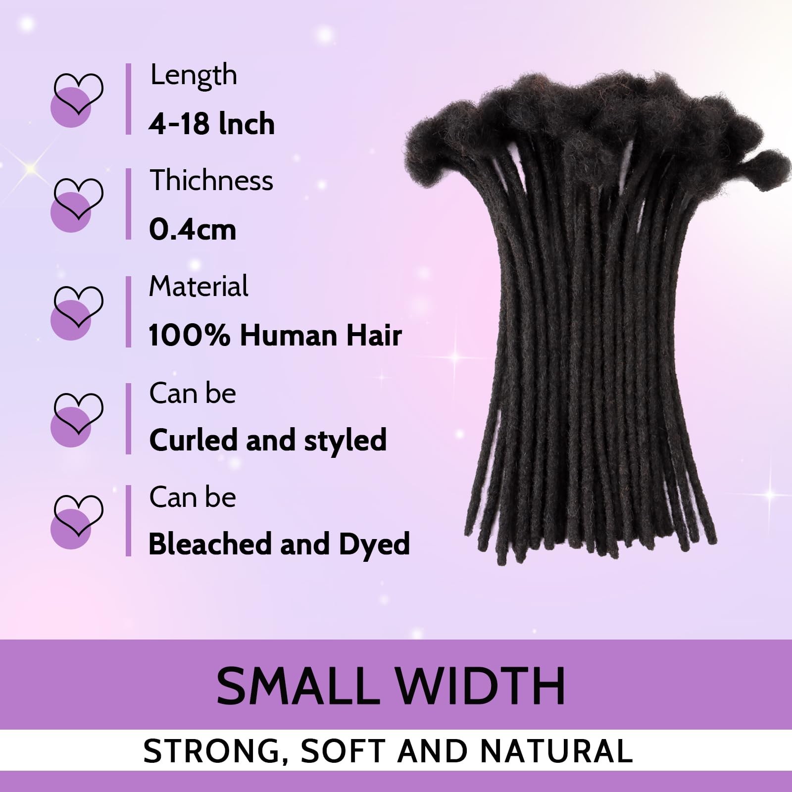 Sheasculpt Loc Extensions Human Hair 0.4Cm0.6 Cm0.8Cm Width 4-18Inch 10 20 40
