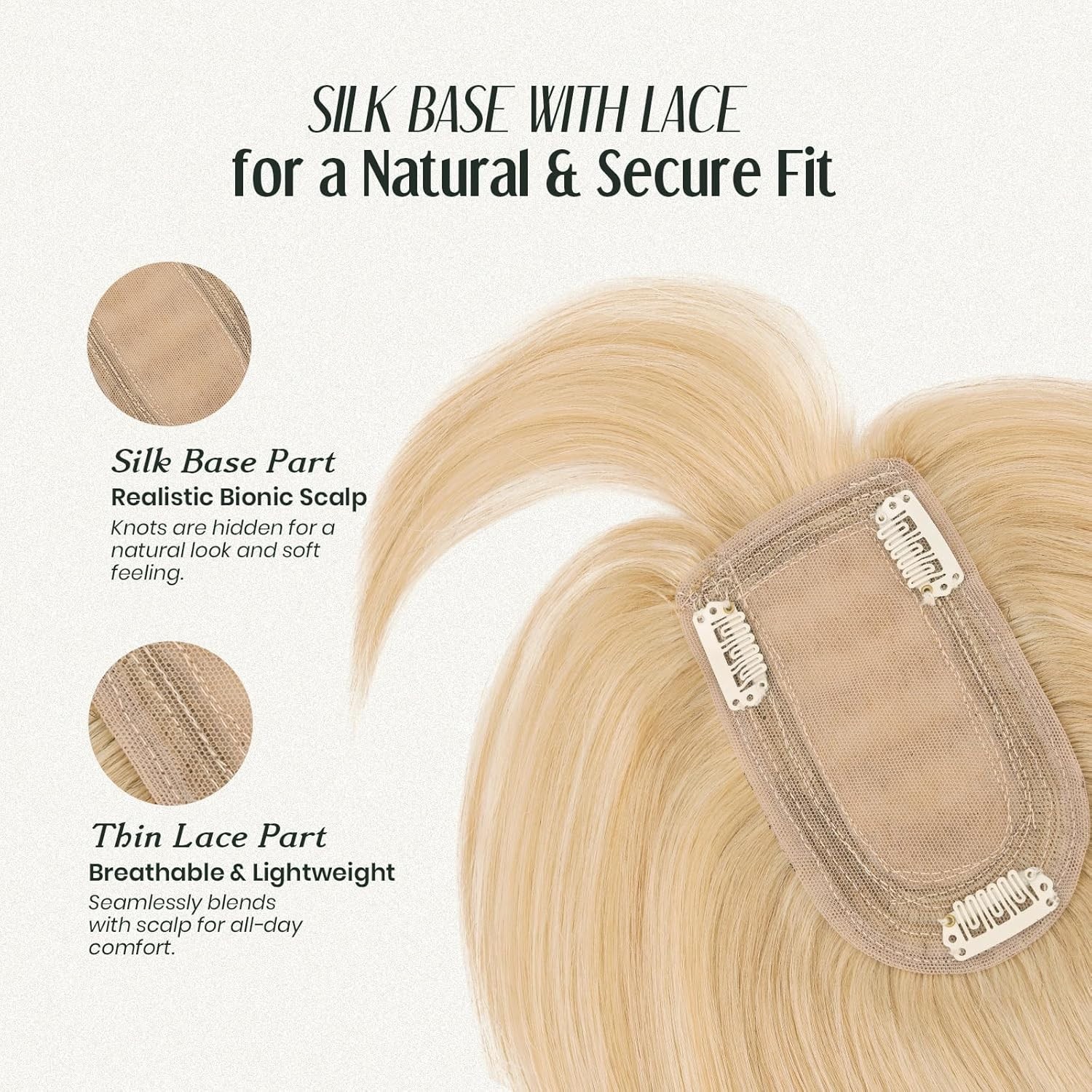 Ash Blonde Bleach Blonde Highlight 8in 100% Human Hair Women Hair Topper