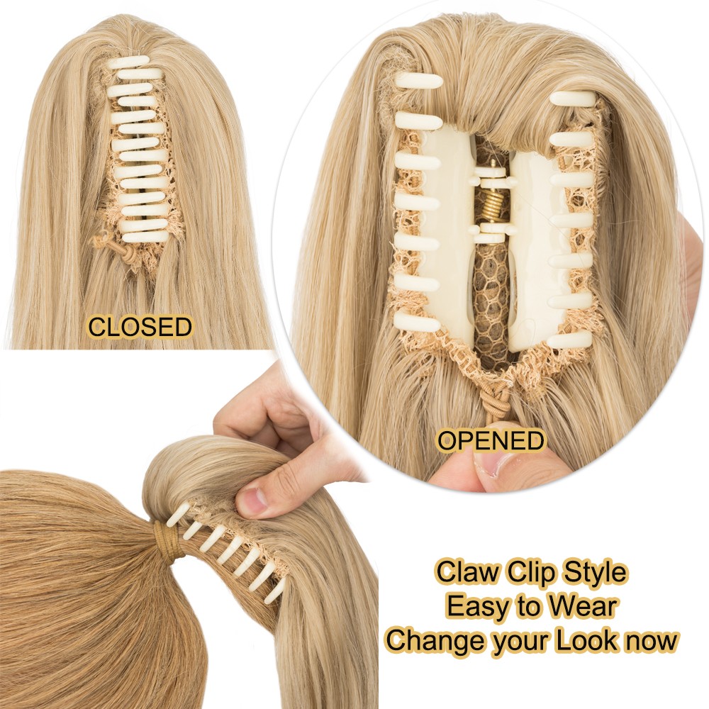 18″ Claw Clip Ponytail Extension Clip On Pony Tails Hair Extensions for Women US
