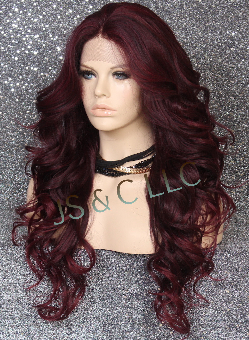 Human Hair Blend Full Lace Front Wig Curly Blonde mix RSA 1B/Burgundy