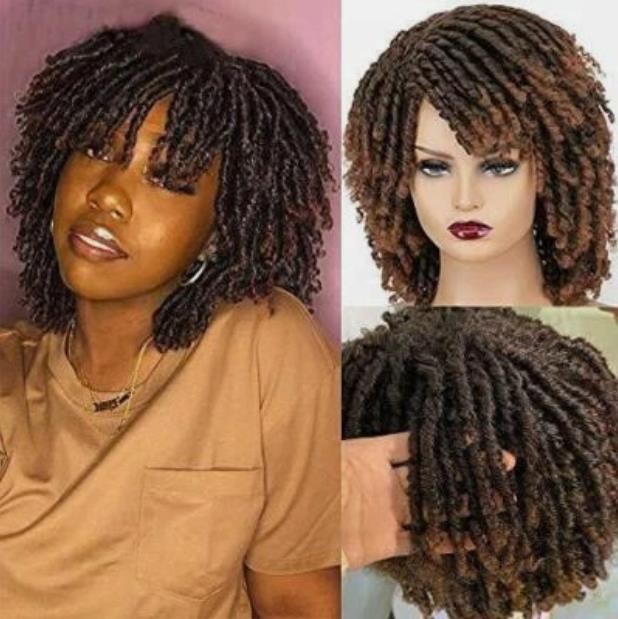 Dreadlock Braided Wig Crochet Twist Brown Wigs for Black Women with 20pcs beads