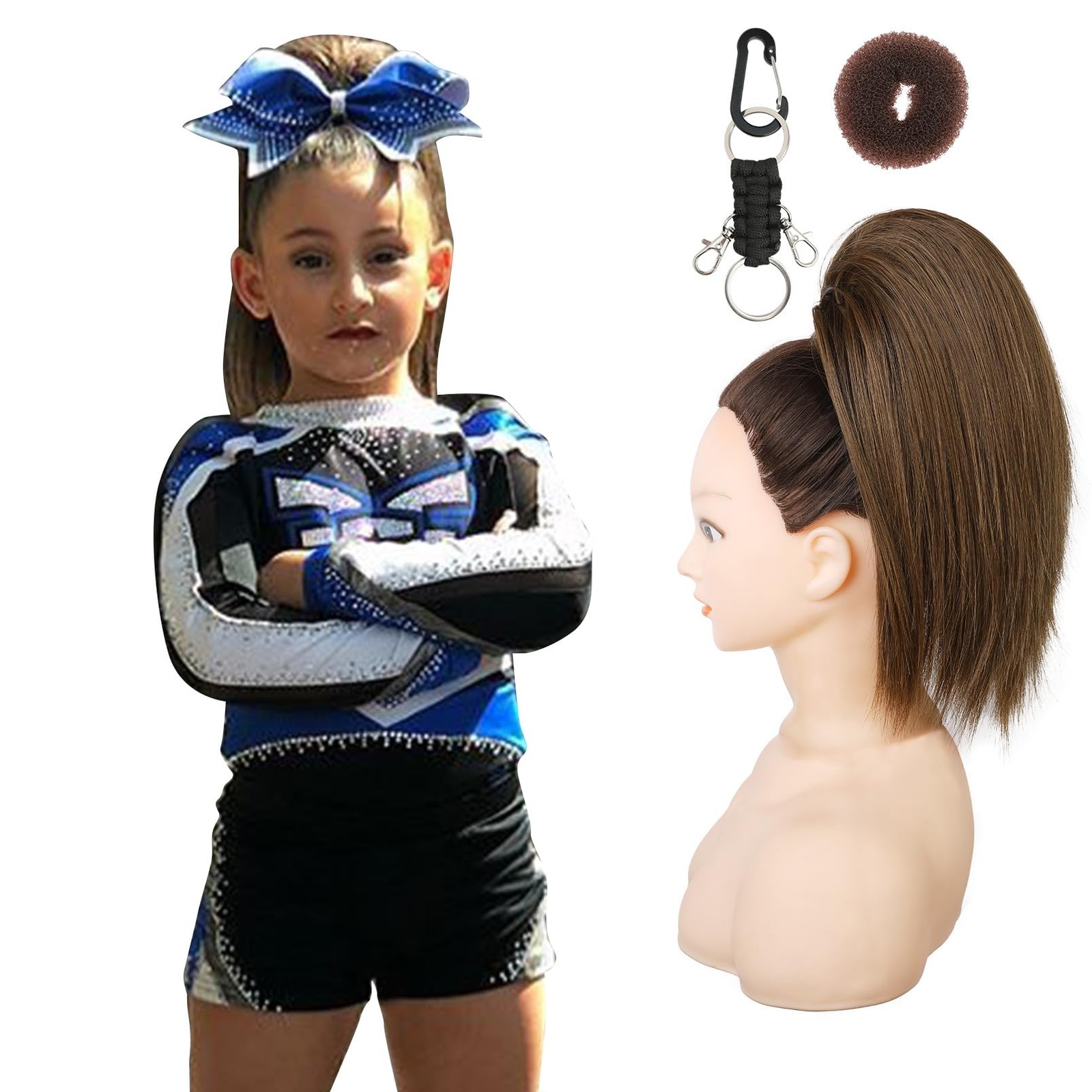 Cheer Ponytail Hair Piece, 10″ Straight Tangle-Resistant Smooth Natural Cheer…