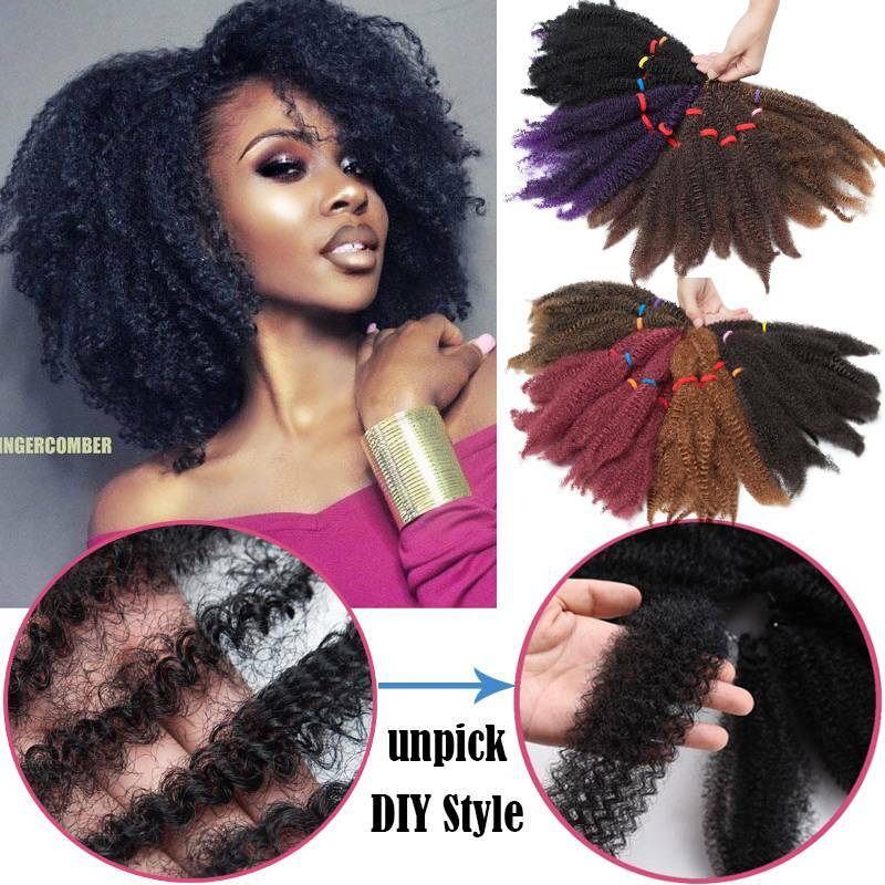 USA Afro Curly Kinky Bulk Braid Braids Hair Extensions Meag Thick Ombre Crochet