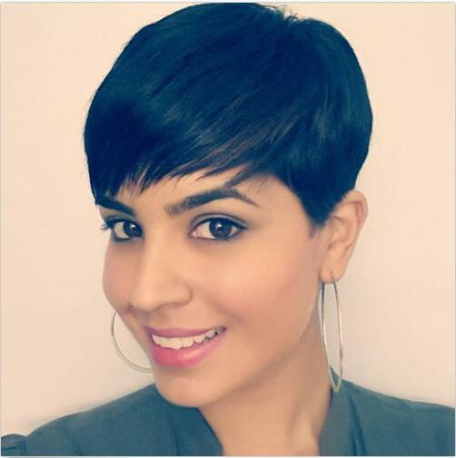 Natural Color Pixie Short Human Hair Wigs for Women Straight Pixie Cut Wigs