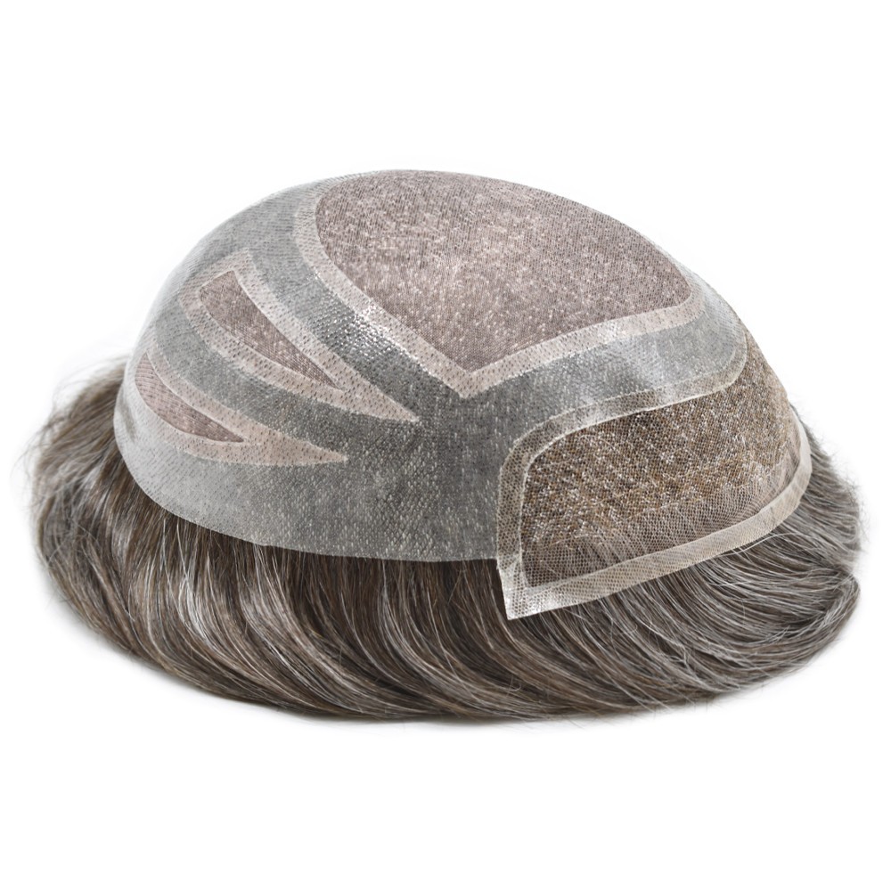 Swiss Lace Front Mens Toupee Hairpieces Mono Pu Hair Replacement System for Men