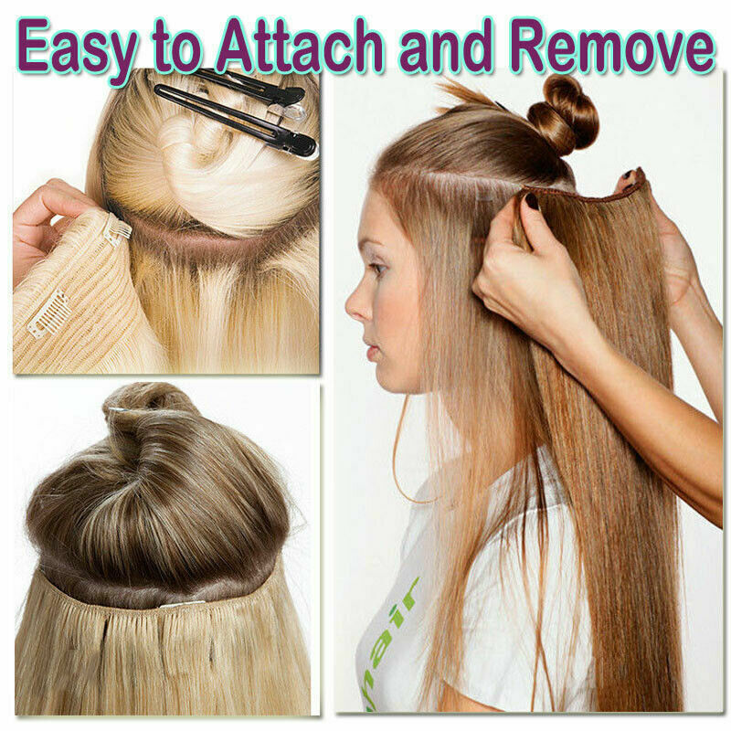 Real Thick Natural Clip in 3/4 Full Head Hair Extensions Extension Soft as human
