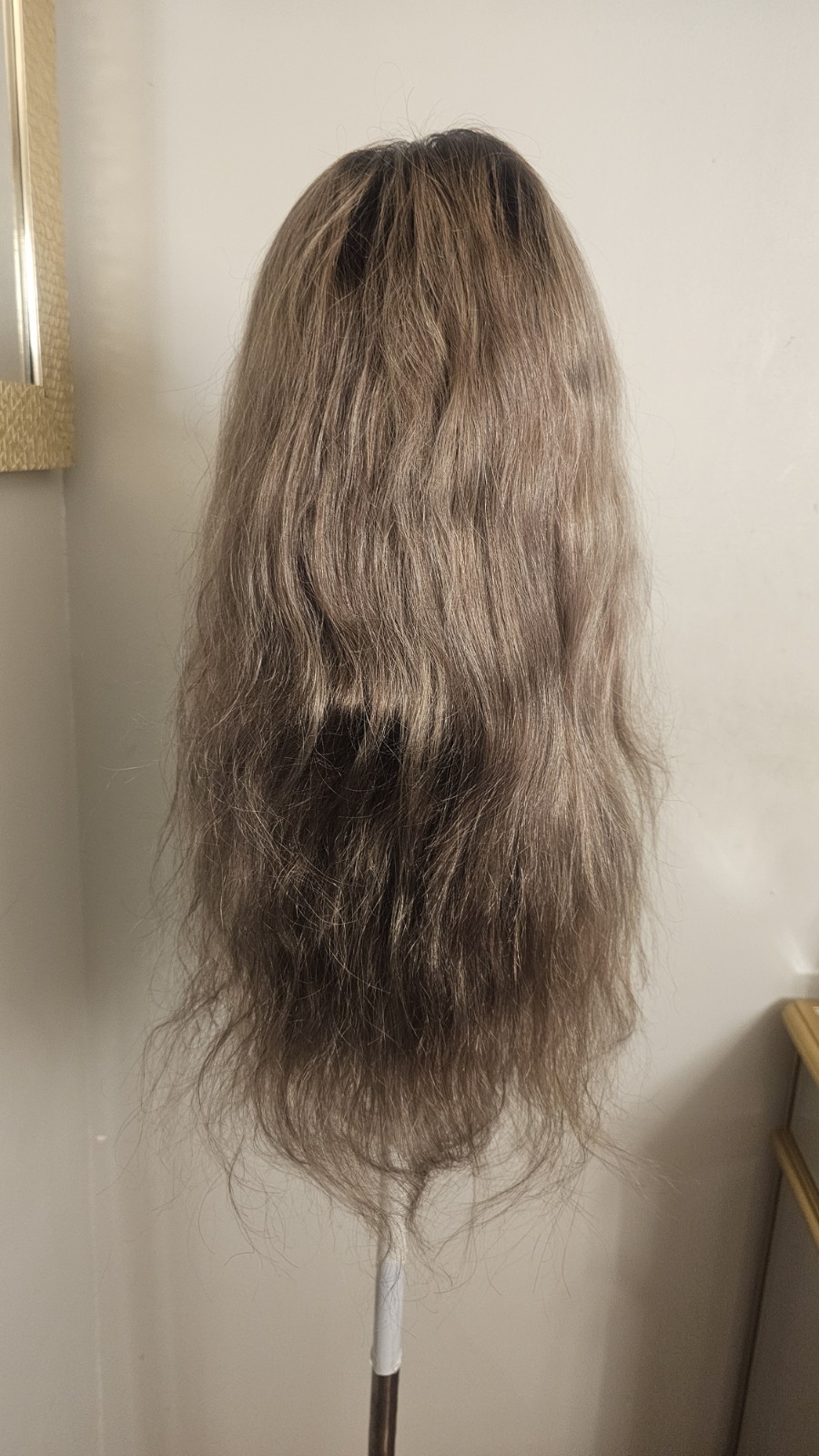 High Quality regular Top 22 to 24″ grey curly 100% Virgin Human Hair Lace Wig