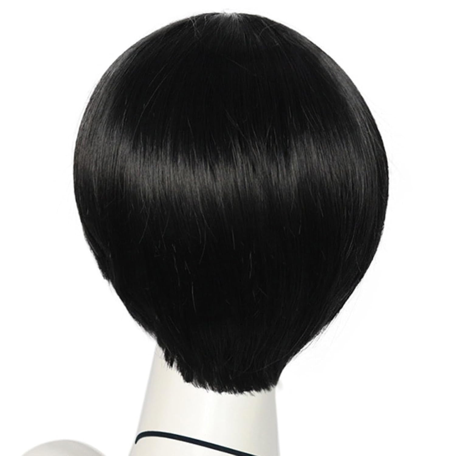Short Black Cosplay Wig with Bangs Straight Mushroom Wigs for Men 60S Bowl Cut W