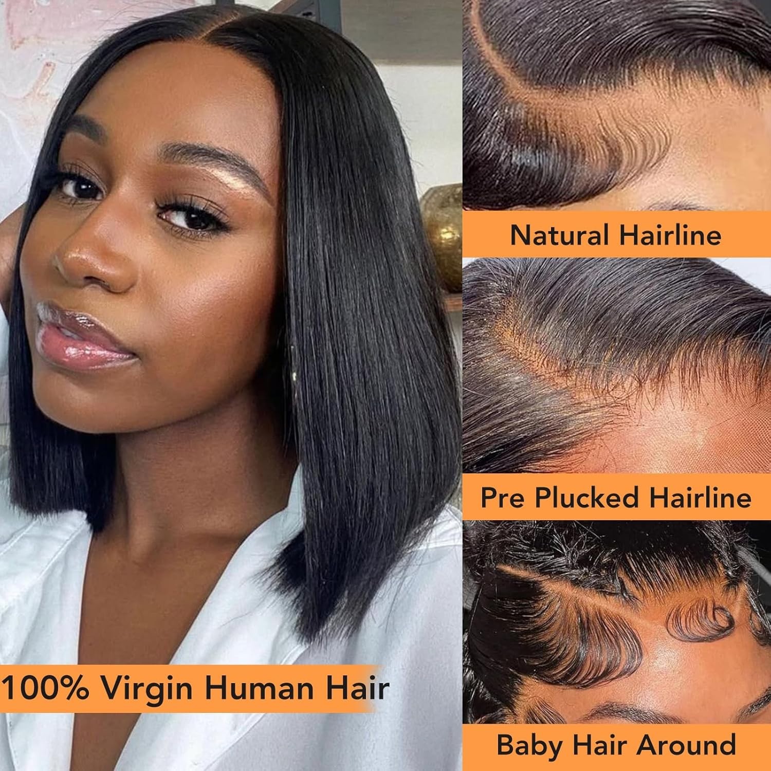 13×4 Lace Front Bob Wigs Human Hair Short Straight Bob Lace Frontal Wigs