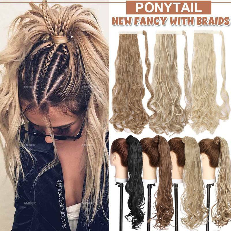 1PCS Wrap Around Ponytail Clip In Extension Synthetic Straight Curly For Woman