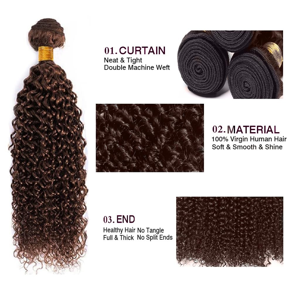 Dark Brown Bundles Human Hair Color 4 Kinky Curly Bundles 14 16 18 Inch