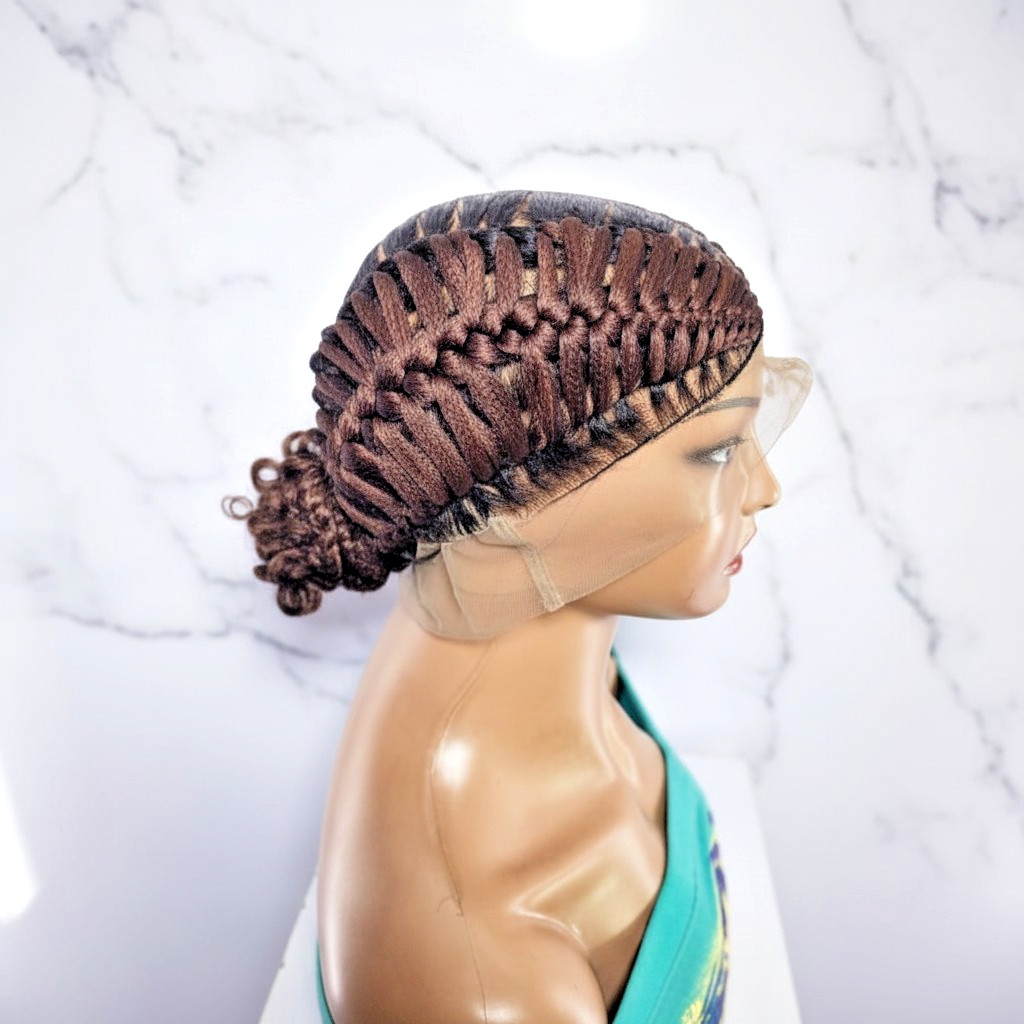 Braided Wig: Double Dutch Braids Braided Bun. Full Lace Cap, Baby Hair