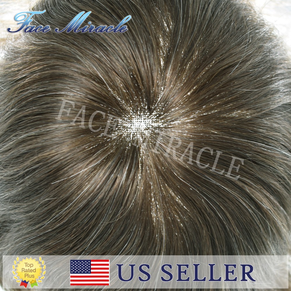 French Lace with PU Mens Toupee Human Hairpiece Natural Male Hair Prosthesis