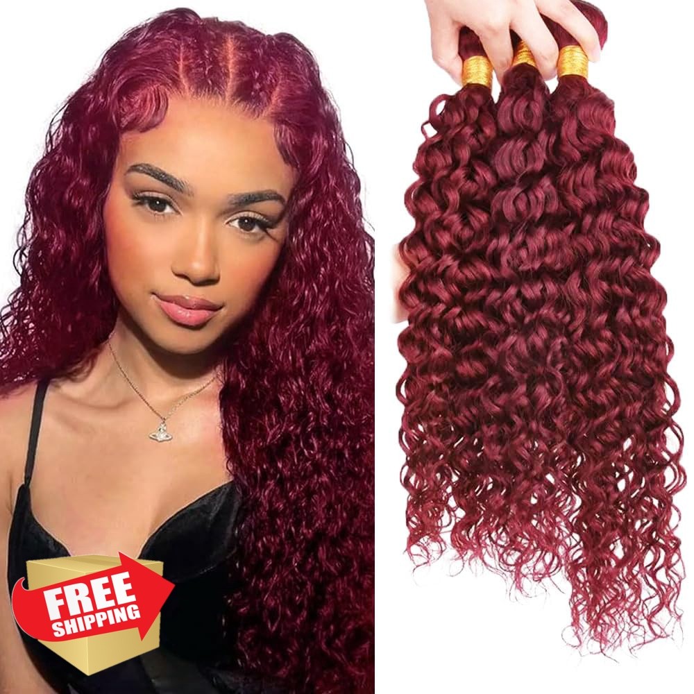 Aonbamds 99j Burgundy Water Wave Bundles 28-32 Inch