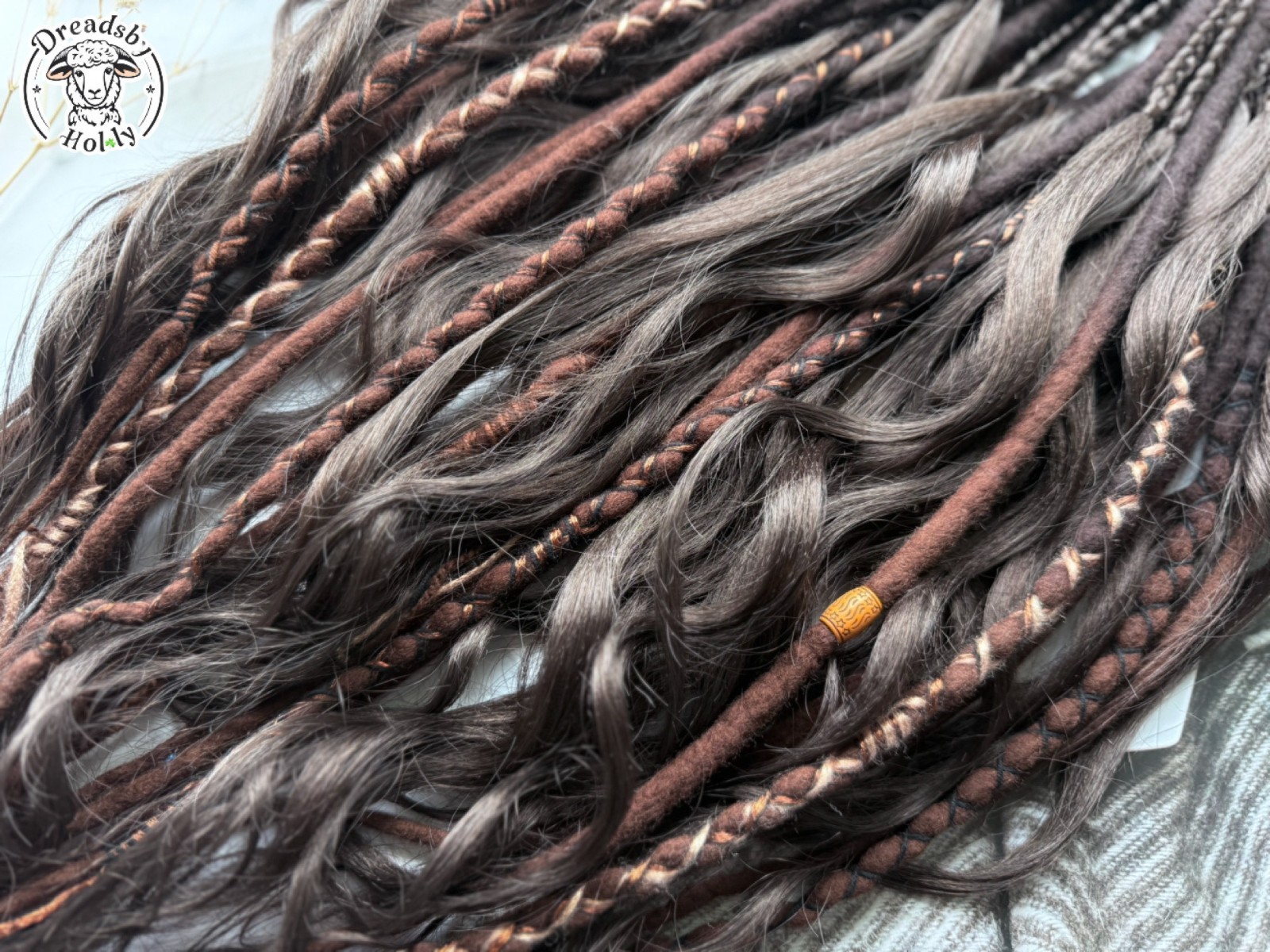 Full Set Wool Dreads Mix Braids Curls Brown DE – SUPER FAST 2-3 DAY SHIPPING USA