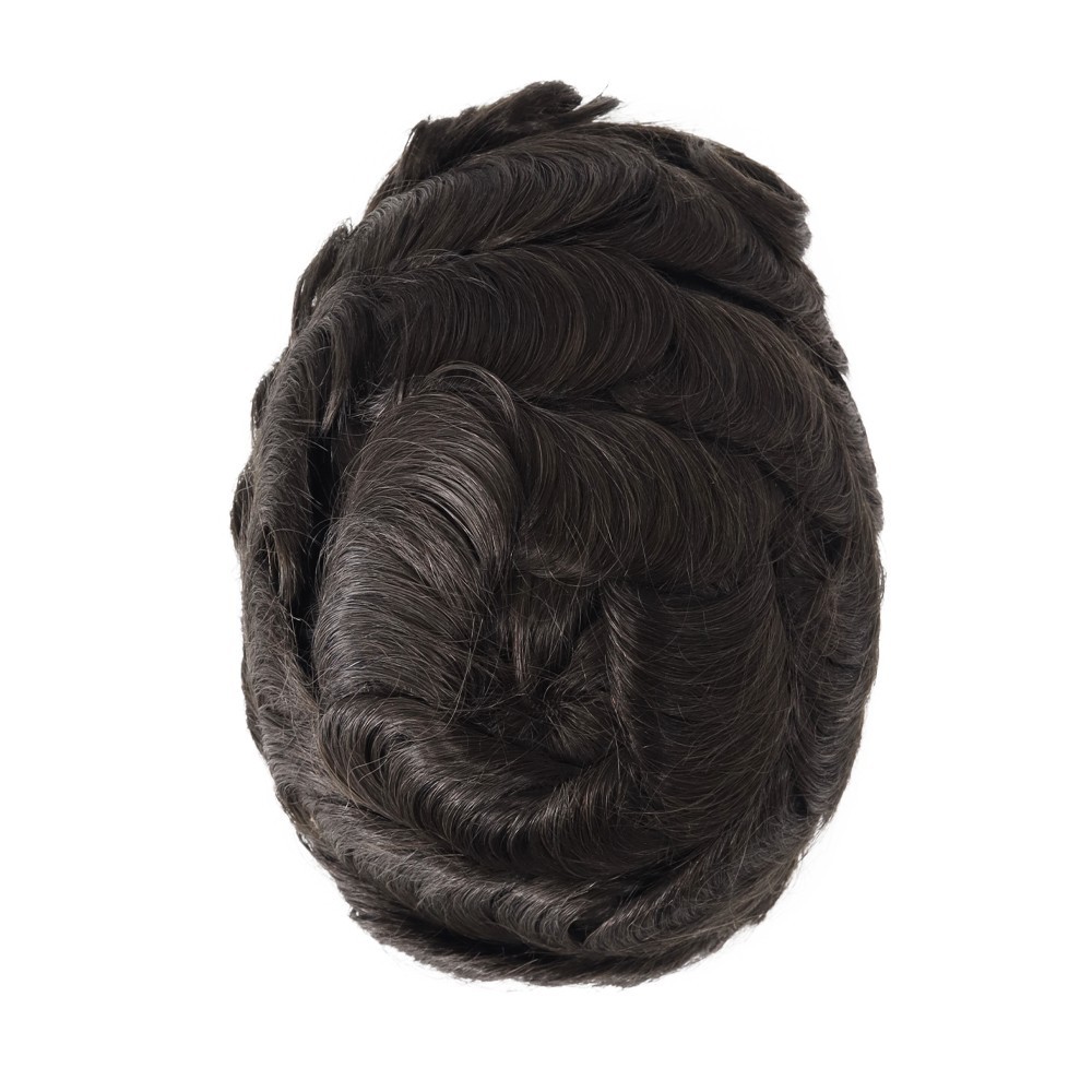 Toupee For Mens Human Hair Replecement System Lace Thin Skin Hairpiece Black 7×9