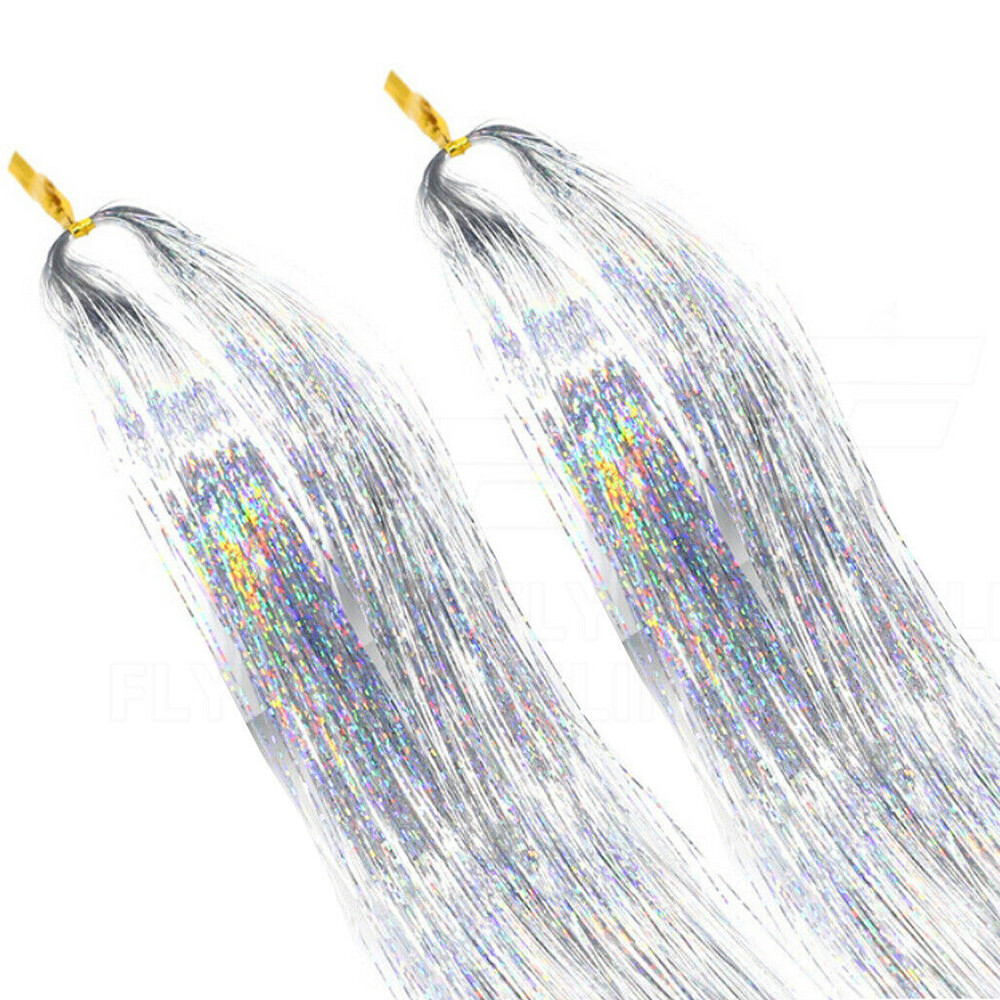 Sparkle Hair Tinsel Holographic Glitter Extensions Highlights False Hair Pieces
