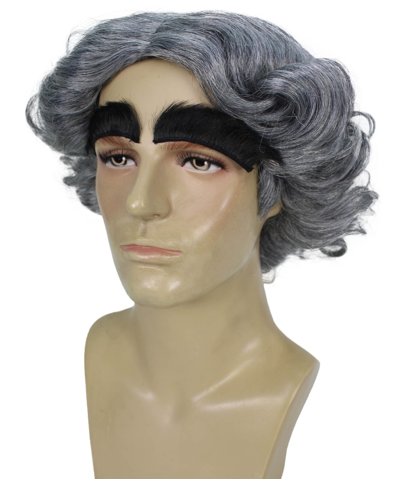 Adult Men’s Mayor Christmas Grey Wig, Flame-retardant Synthetic Fiber, HM-1636