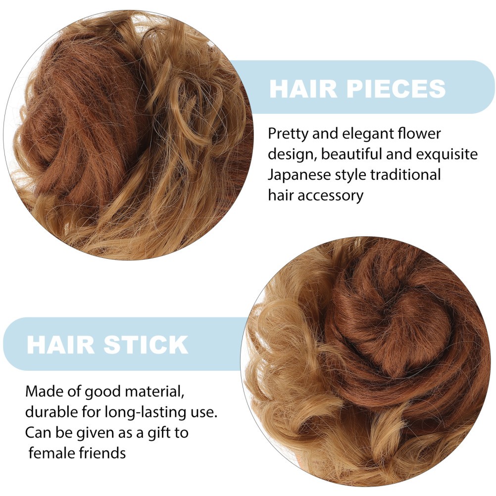 2Pcs Durable Hair Bun Hairpiece Curly Updo Hair Extensions with Elastic Band