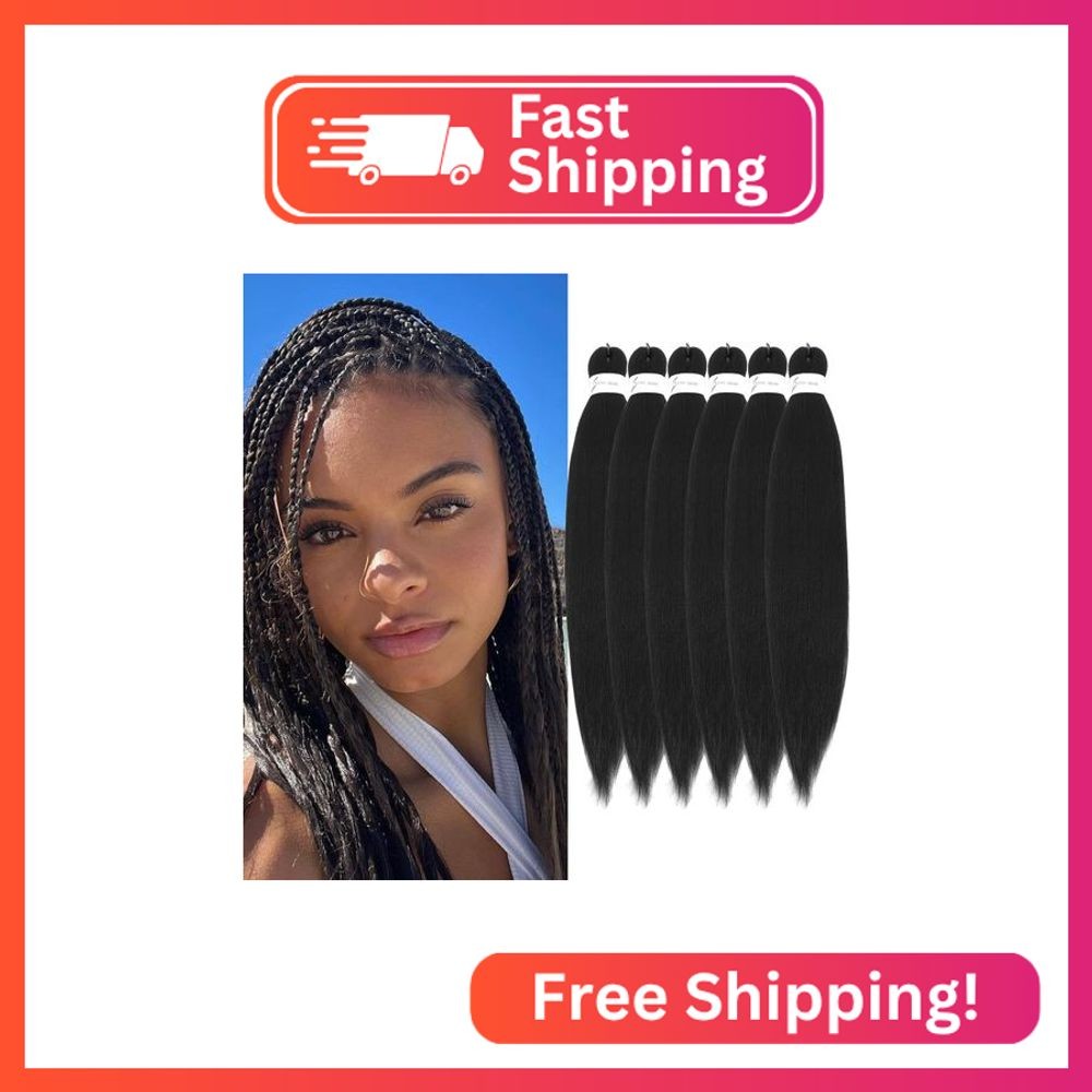Short Braiding Hair Pre Stretched, 12 Inch 6 Pack Black Prestretched Braiding Ha