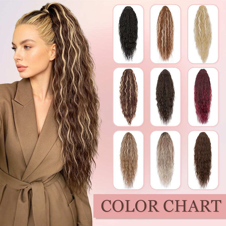 Real Fluffy Corn Wave Ponytail Claw Clip in Hair Extensions as Human Pony Tail