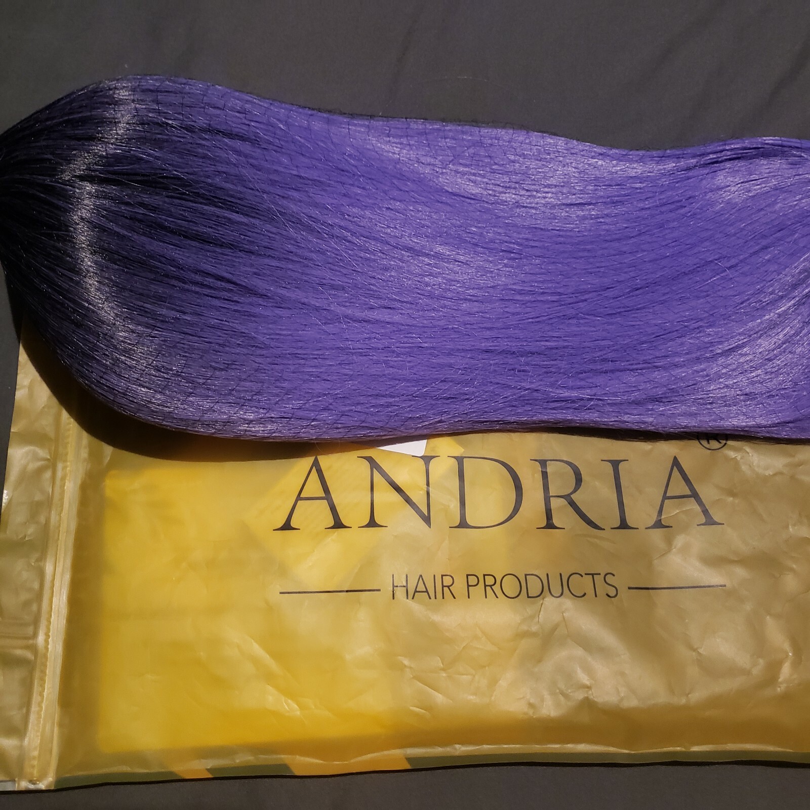Wig Andria Hair Products Strait Black To Purple Ombre 24 Inch with free lashes