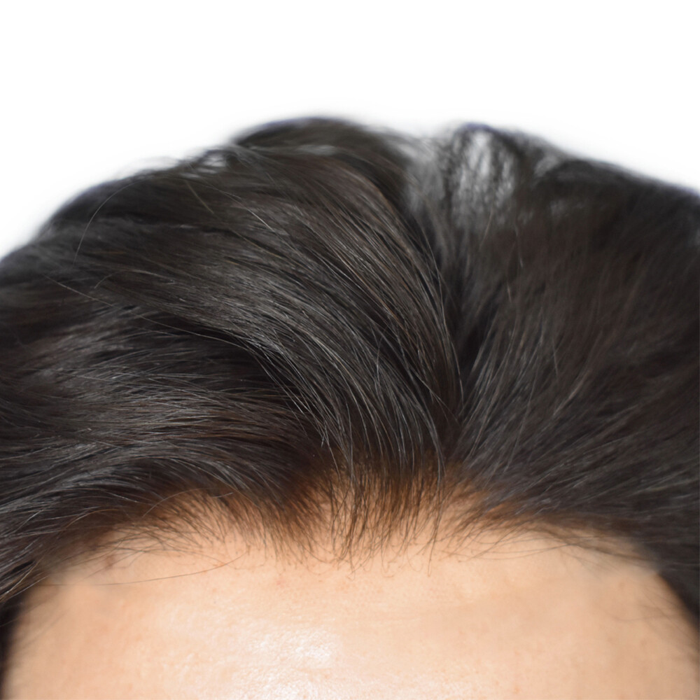 Mens Toupee French Lace Front Hair Piece System Fine Mono Poly Skin Wig for Men