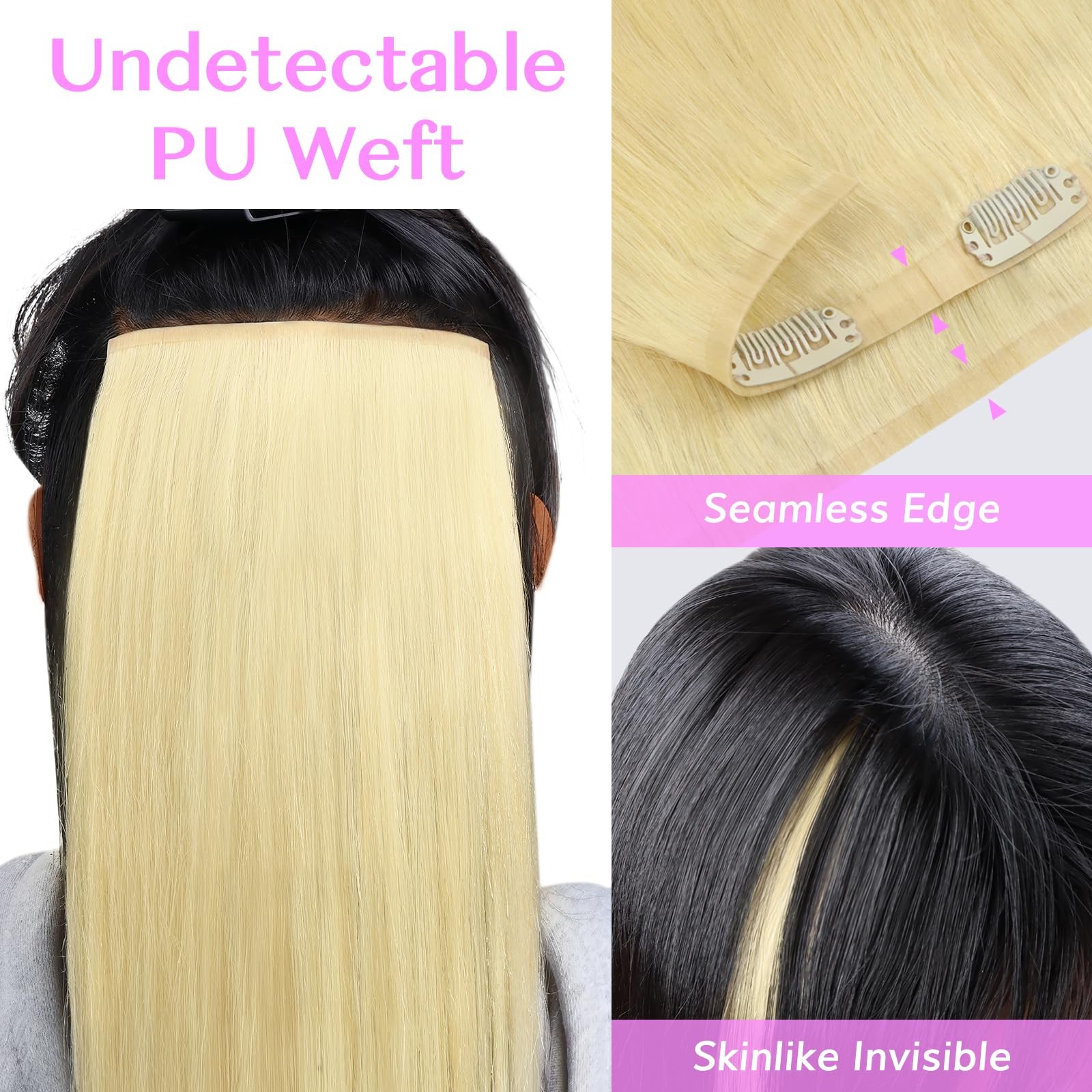 Idn Beauty Seamless Clip In Hair Extensions Human Hair 110G 14 Inch 613 Blonde
