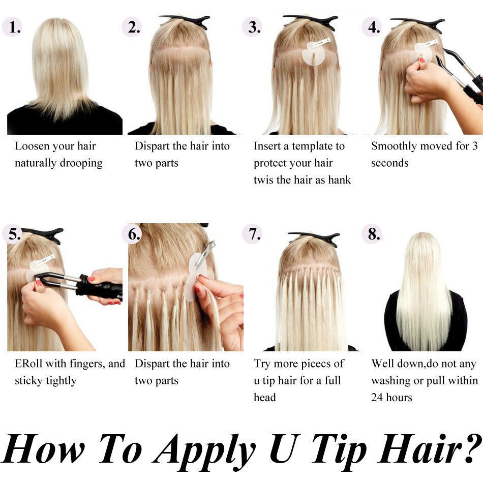 Keratin Glue Fusion Bonded U Tip Real Human Hair Extensions Silver Gray16inch50s