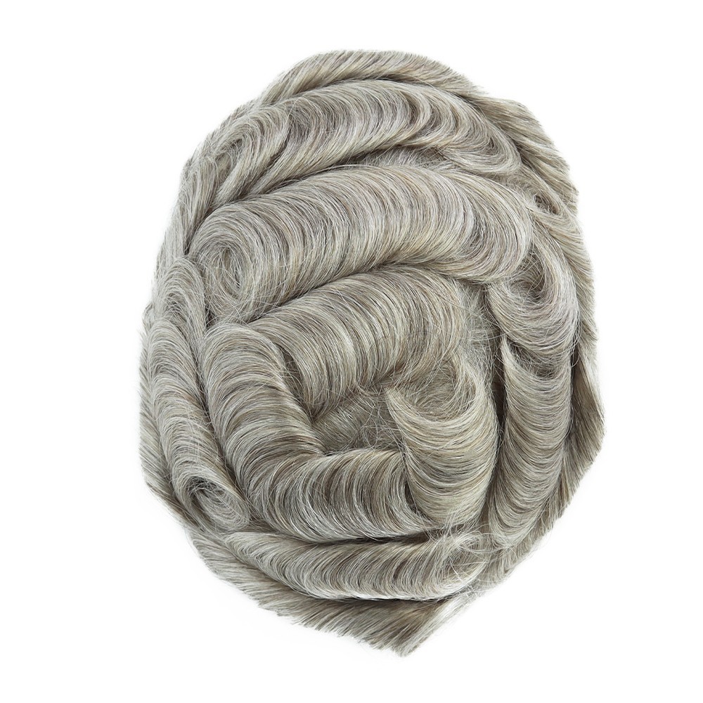 Natural Mens Hair Replacement System Thin Skin Toupee Human Hair Pieces #1765