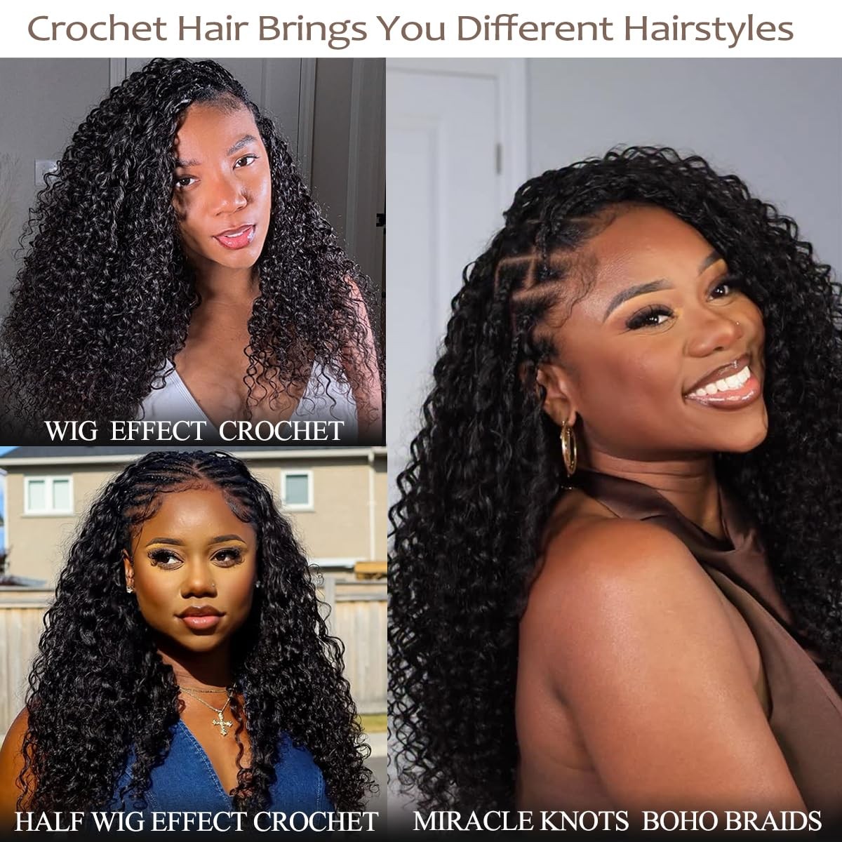 Afro Kinky Curly Human Crochet Hair, Knotless Pre-Separated Miracle Knots Fea…