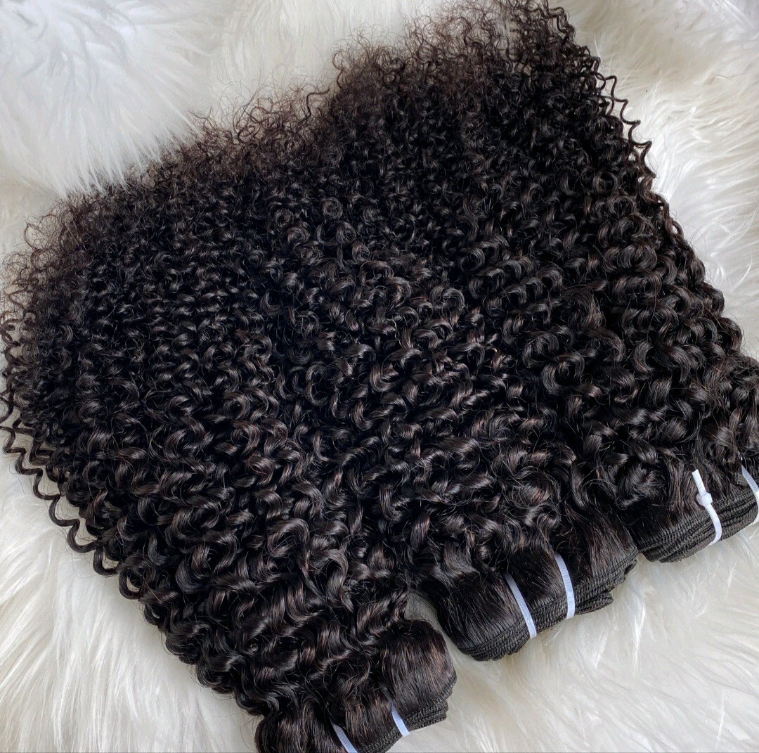 13A+ 3BUNDLE BURMESE RAW VIRGIN HUMAN HAIR KINKY CURL 18+18+18 DOUBLE DRAWN 300g
