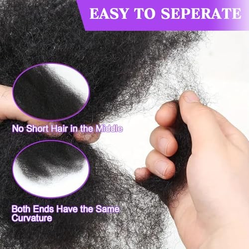 Afro Kinkys Bulk Human Hair for Dreadlocks Extensions and Locs 16 Inch Black