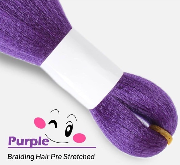 NEW 4 PACK 24” Pre Stretched Braiding Hair Extensions DARK PURPLE (90g/Pack)