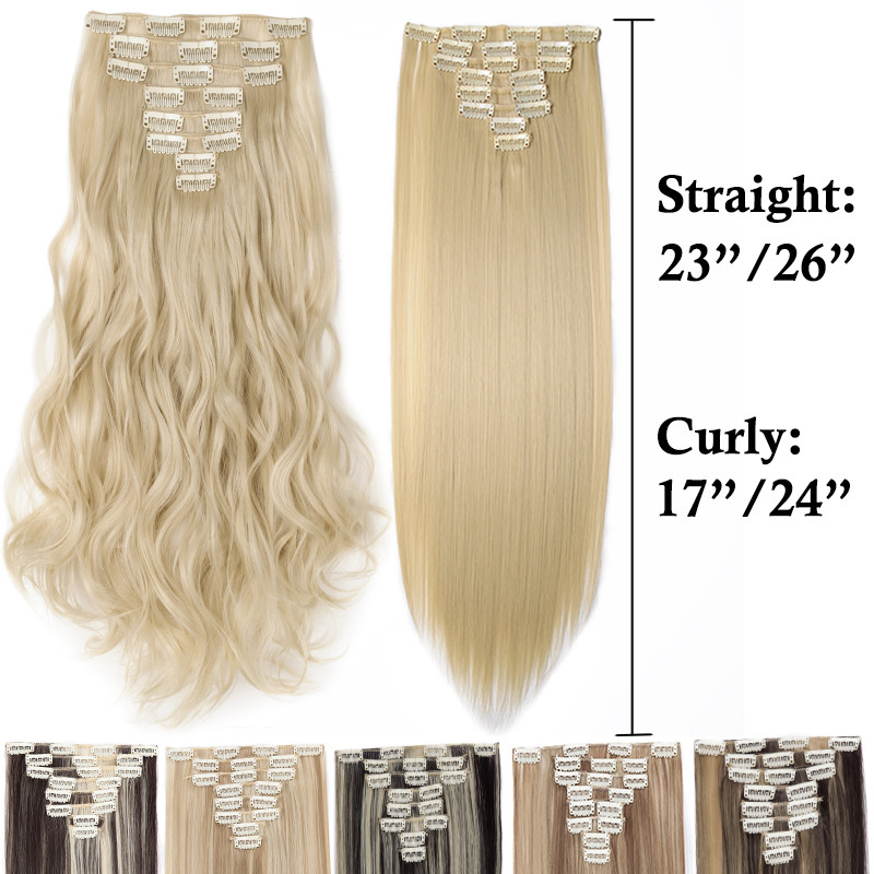CLEARANCE Clip in as Human Hair Extensions Full Head 100% Real Hair Mix Blonde