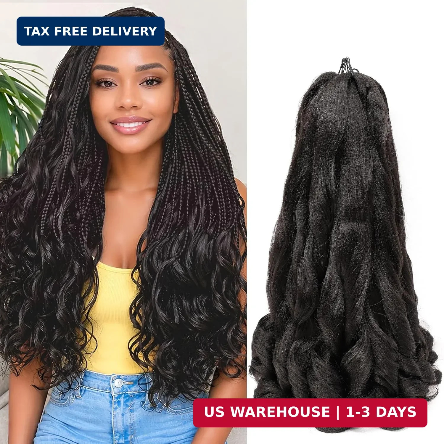 French Curl Braiding Hair 8 Packs 18 Inch Loose Wavy Bouncy Braiding Hair Pre St