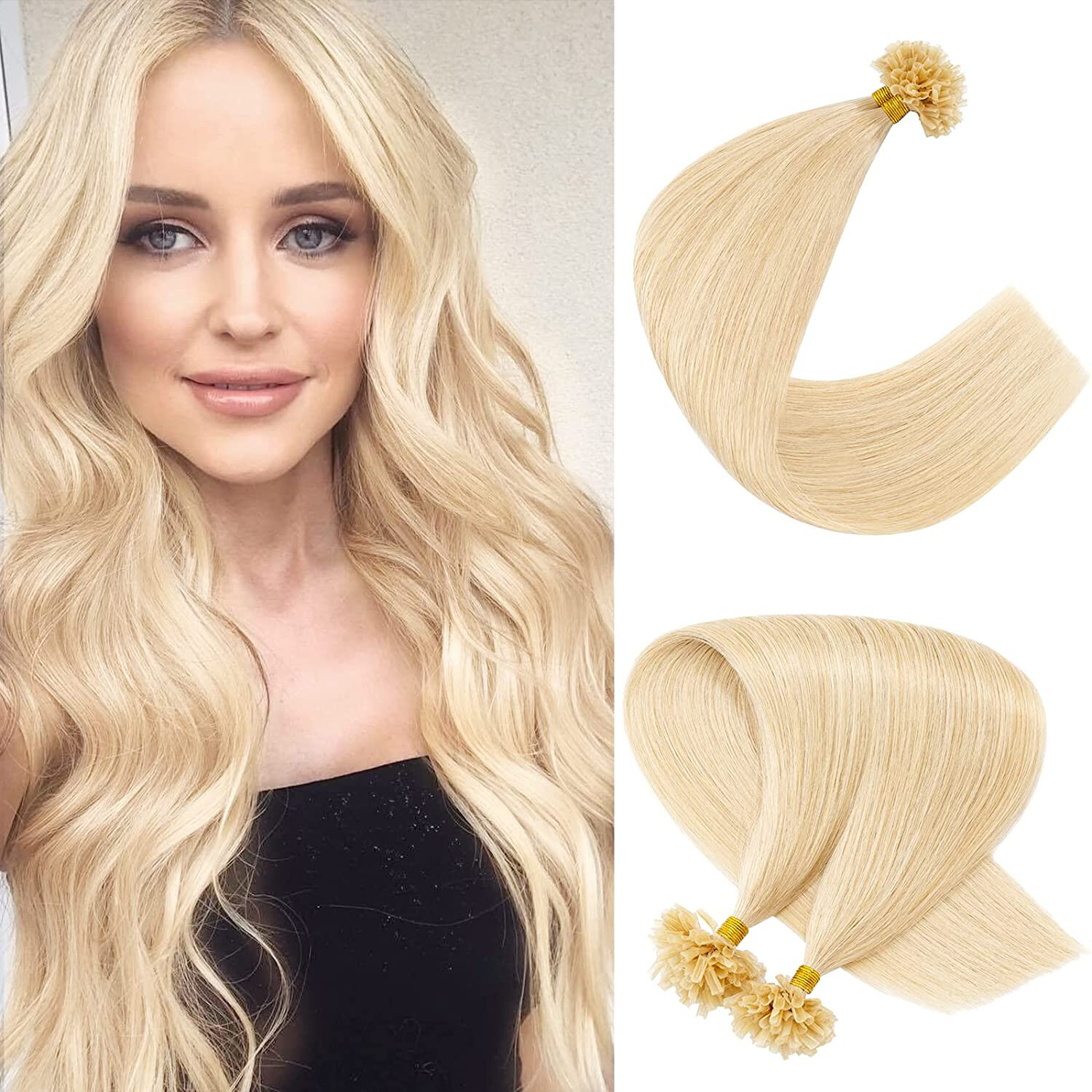 Pre Bonded U Tip Real Human Hair Extensions Keratin Fusion Nail Tip Remy Hair 1g