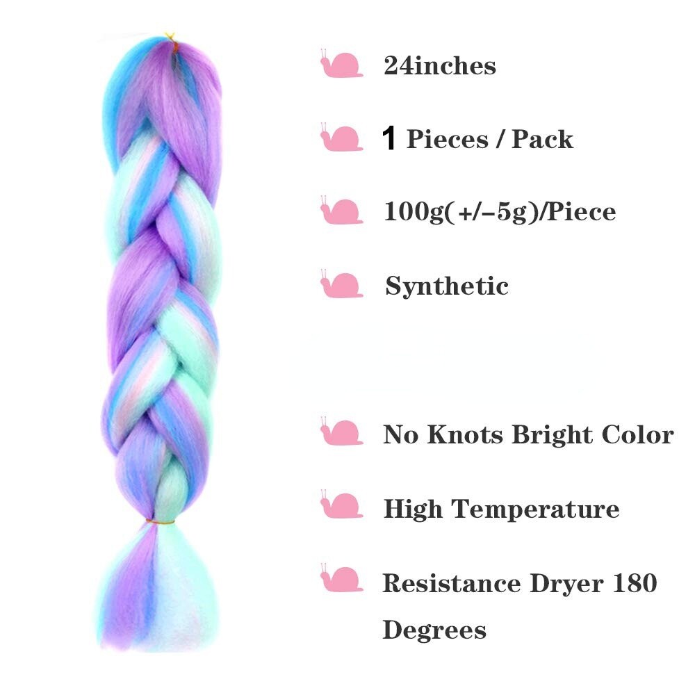 1 Pack 100g Braiding Hair Pink Purple Blue Color Synthetic Hair Extensions