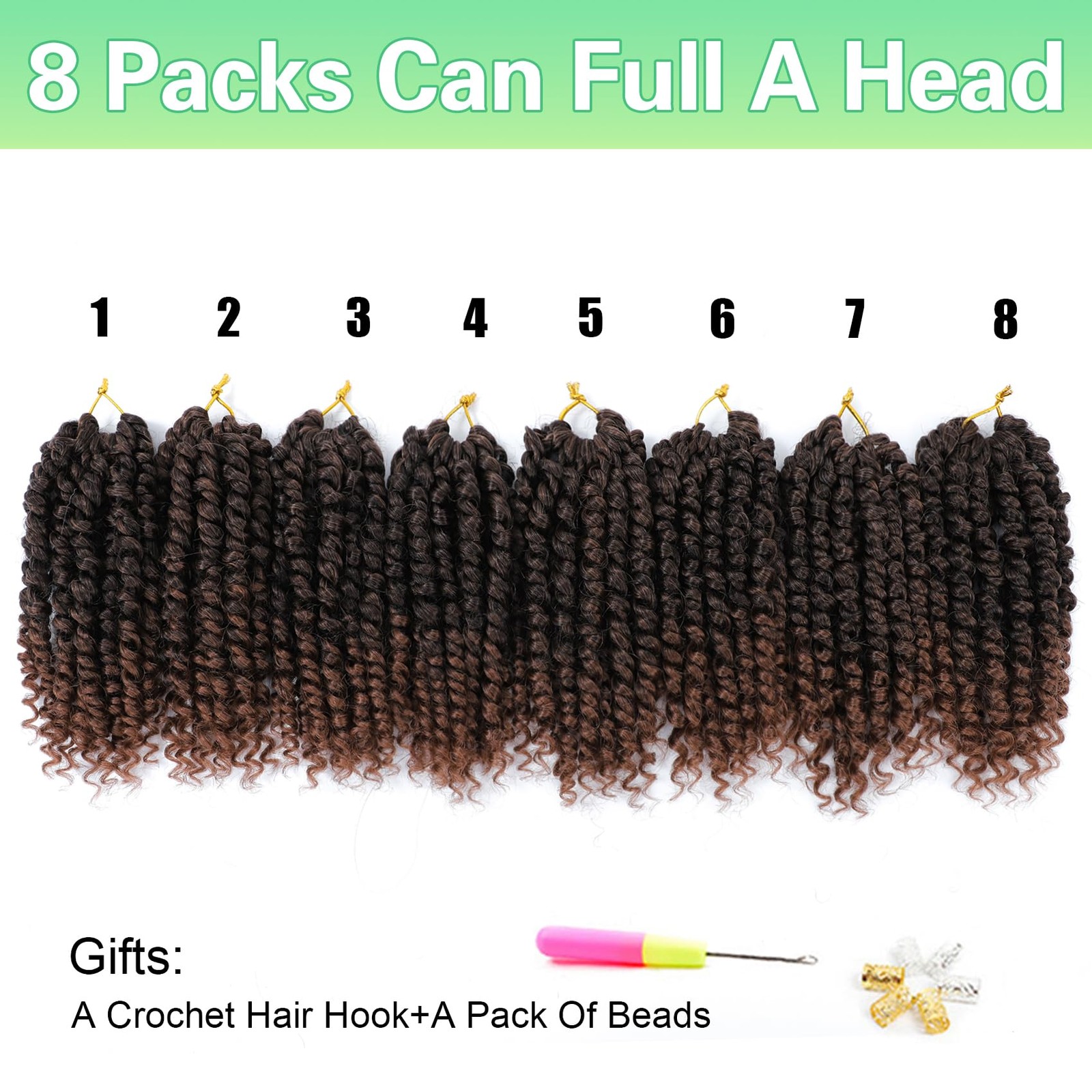 Passion Twist Crochet Hair 6Inch Passion Twist Hair 8 Packs Pre-Twisted Passi…
