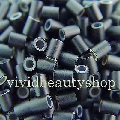 500 4mm Black Copper Silicone Tube Micro Rings for I Bonded Tip Hair Extensions